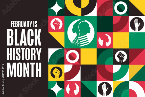 February is Black History Month. Holiday concept. Template for background, banner, card, poster with text. Vector EPS10 illustration.