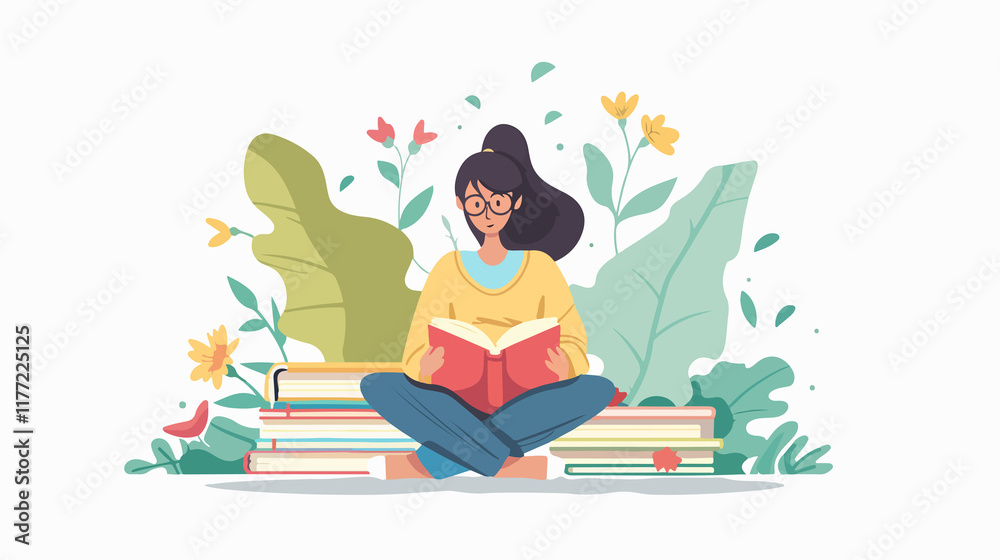 Self Development and Distance Learning with Reading Book Concept Self Development and Distance Learning with Reading Book Concept