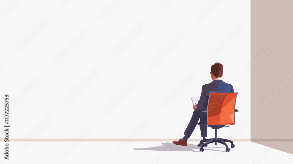Professional Businessman Writing on Wall in Chair Professional Businessman Writing on Wall in Chair