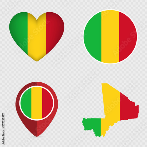 Free Download Mali Flag Icons Pack. Vector illustration. - GFXLoad
