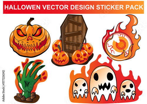 hallowen pack design sticker design vector illustration design hallowen bundle