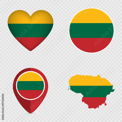 Lithuania Flag Icons Pack. Vector illustration.