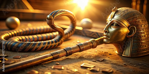 Ancient Egyptian Crook and Flail: Symbol of Royal Power, High-Resolution Stock Photo photo