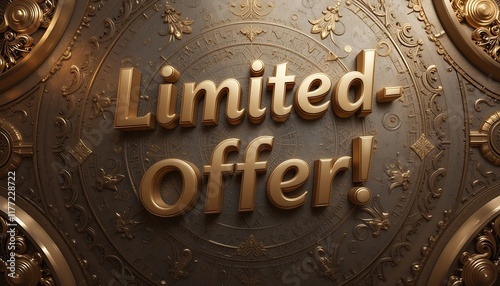 Golden Limited Offer Text on Ornate Background photo