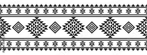 Southwest Aztec geometric Native American Mexican Navajo tribal ethnic boho indian texture ornament seamless pattern fabric black and white design vector for woven textile printing blanket rug carpet 
