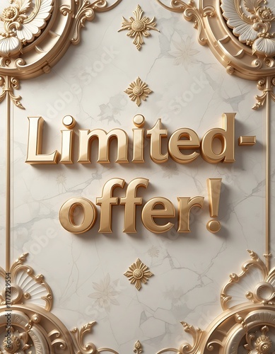 Golden Limited Offer Announcement on Marble Background