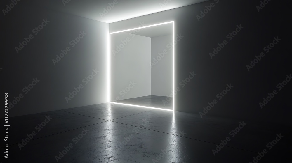 Bright Rectangular Light Illuminates Modern Room Interior Bright Rectangular Light Illuminates Modern Room Interior