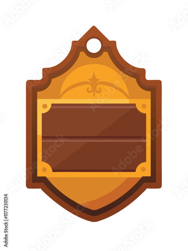 Door plaque hanging wood sign flat illustration on white background
