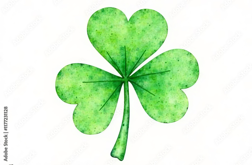 Fototapeta premium Green four leaf clover isolated on white background. Saint Patrick symbol.