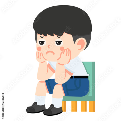 boy student sitting with a bored expression
