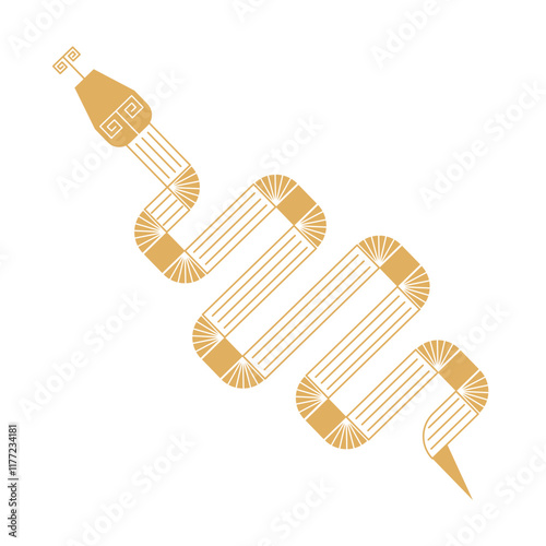 Trending Chinese new year horoscope animal snake animal icons gold.  Chinese zodiac calendar logo, Asian lunar astrological signs. Linear simple minimalistic locational style.