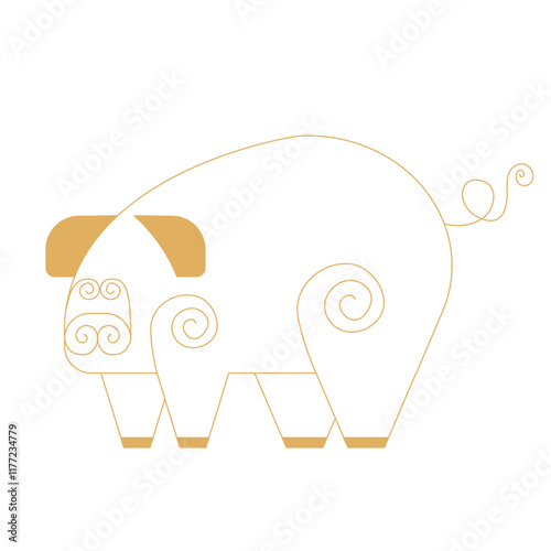  Trending chinese new year horoscope animal animal pig icons gold.  Chinese zodiac calendar logo, Asian lunar astrological signs. Linear simple minimalistic locational style.