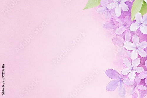 Delicate Floral Background with Soft Purple Flowers on Light Pink Surface