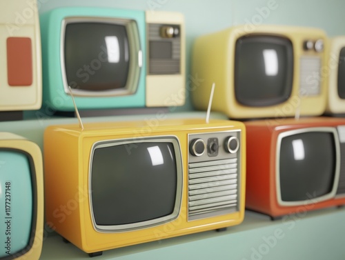 Wallpaper Mural retro television sets in various colors Torontodigital.ca