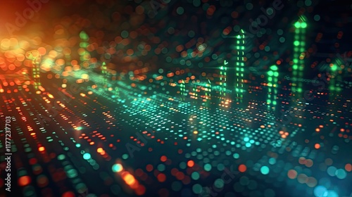 Wallpaper Mural Futuristic green raise arrow chart digital transformation abstract technology background. Big data and business growth currency stock and investment indicator of set trade economy. Vector illustration Torontodigital.ca