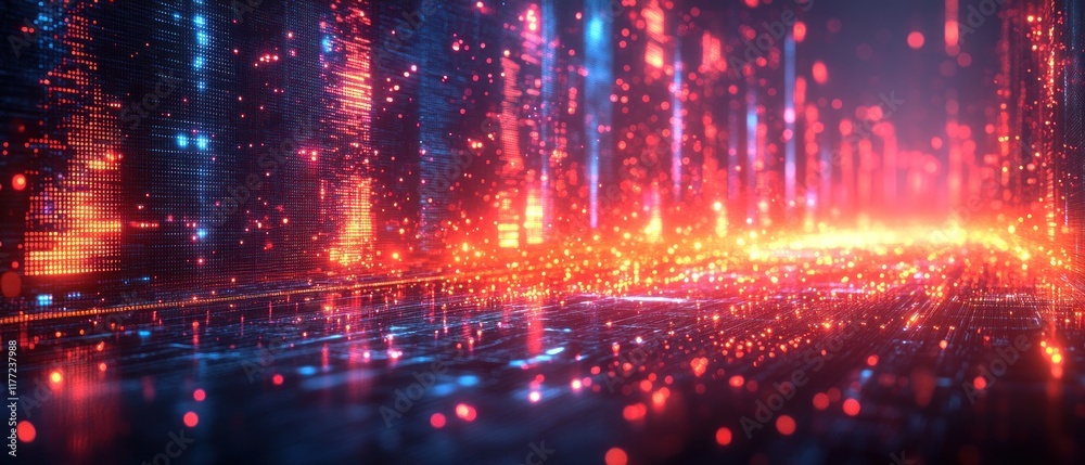 Fototapeta premium digital particles, suggesting technology and innovation.