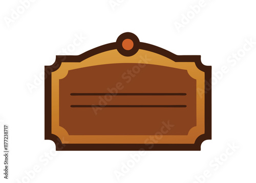 Door plaque hanging wood sign flat illustration on white background
