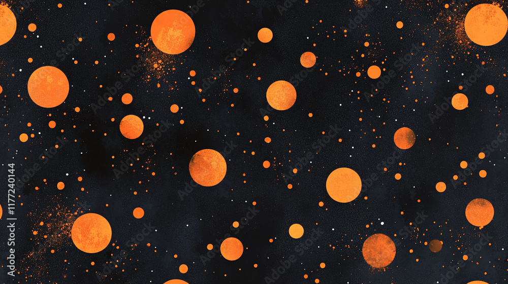 Obraz premium Abstract orange circles on dark background.