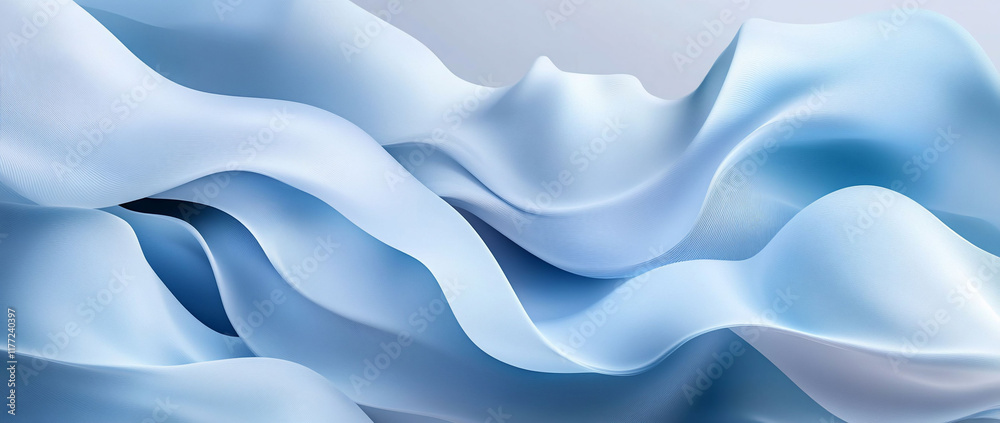 Fototapeta premium Abstract blue fabric waves.