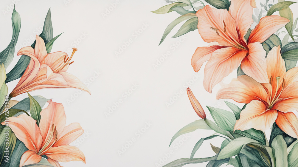 Obraz premium wedding invitation card background vector. Minimal hand painted watercolor botanical flowers texture template background. Design for wedding, vip cover, poster, rsvp moderncard.Valentine's Day