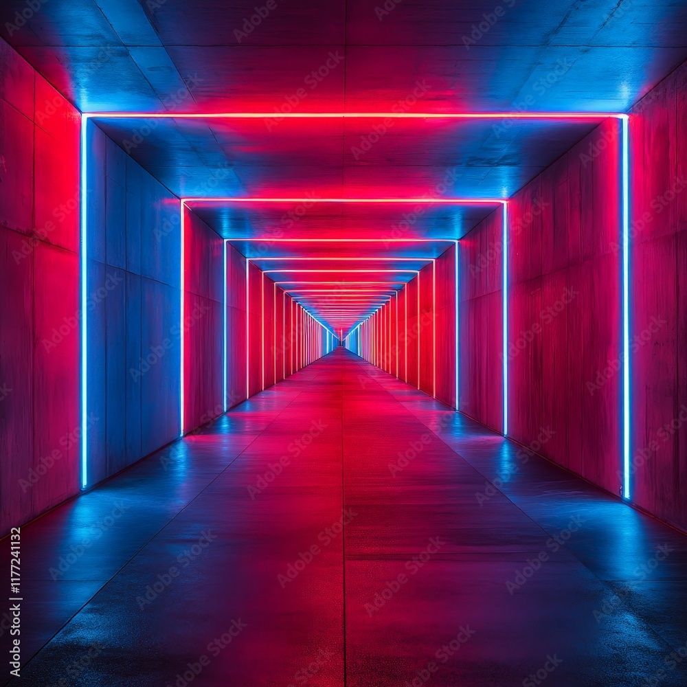 A futuristic corridor illuminated with neon lights, perfect for sci-fi, gaming, or modern studio backgrounds. A futuristic corridor illuminated with neon lights, perfect for sci-fi, gaming, or modern studio backgrounds.
