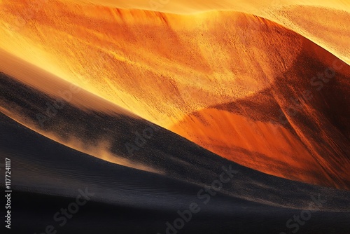 Sunset over sand dunes in the desert