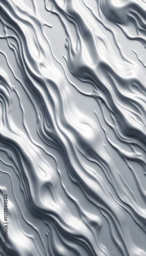 Fototapeta premium Textured abstract metallic surface with flowing waves, ideal for backgrounds and modern designs