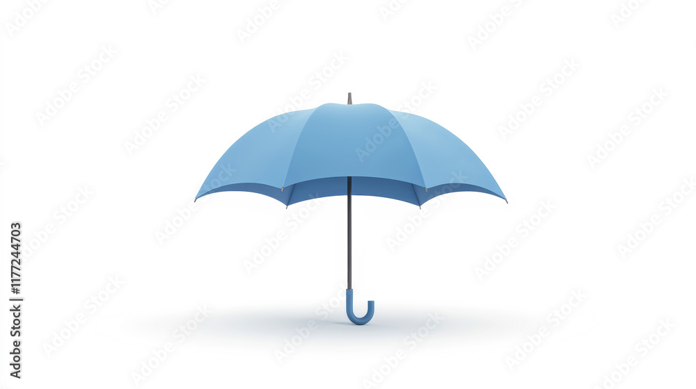 Symbolic shelter showcasing house protection under a blue umbrella on white background representing security and comfort Symbolic shelter showcasing house protection under a blue umbrella on white background representing security and comfort