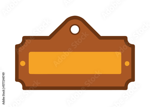 Door plaque hanging wood sign flat illustration on white background
