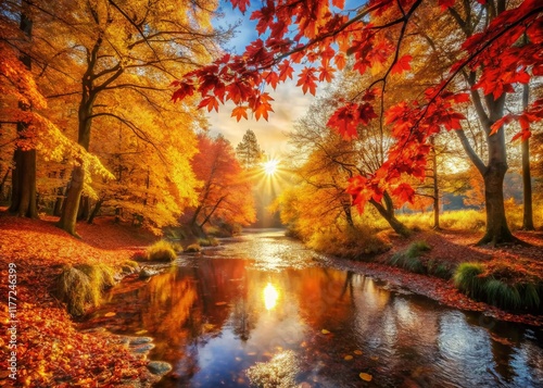 Autumn Equinox: Vibrant Fall Foliage with Crisp Depth of Field photo