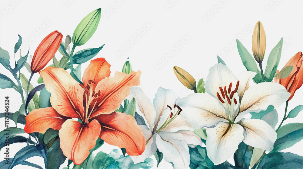 Fototapeta premium wedding invitation card background vector. Minimal hand painted watercolor botanical flowers texture template background. Design for wedding, vip cover, poster, rsvp moderncard.Valentine's Day