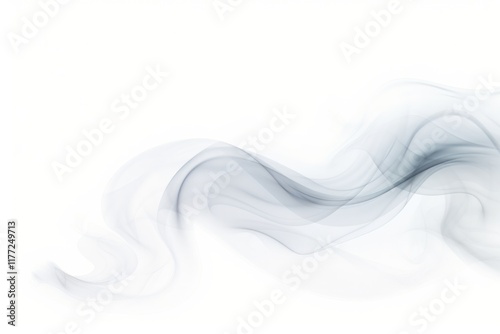 Wisps of smooth white steam curling gracefully in the air isolated on white background