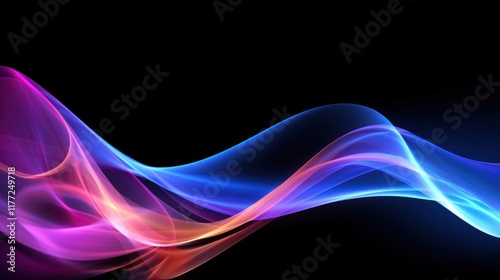 Vibrant neon light waves creating a mesmerizing iridescent glow in a futuristic abstract background