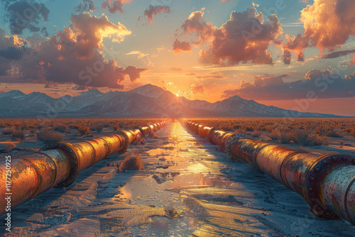 Pipelines in the desert,.   