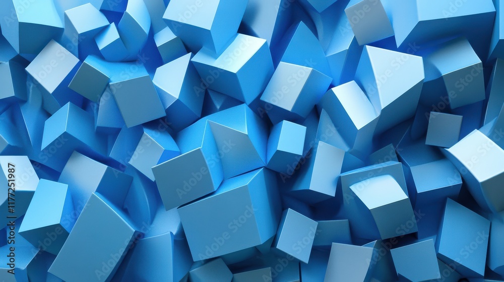 Digital blue geometric figures at abstract technology background. 3D rendering Digital blue geometric figures at abstract technology background. 3D rendering