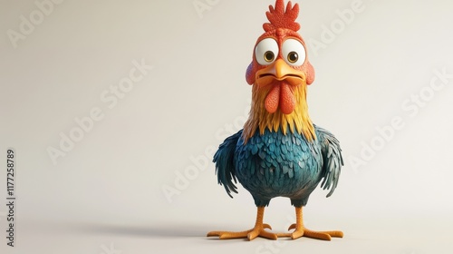 a cartoon chicken on a white background photo