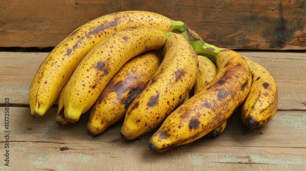 a bunch of ripe bananas with brown spots a bunch of ripe bananas with brown spots