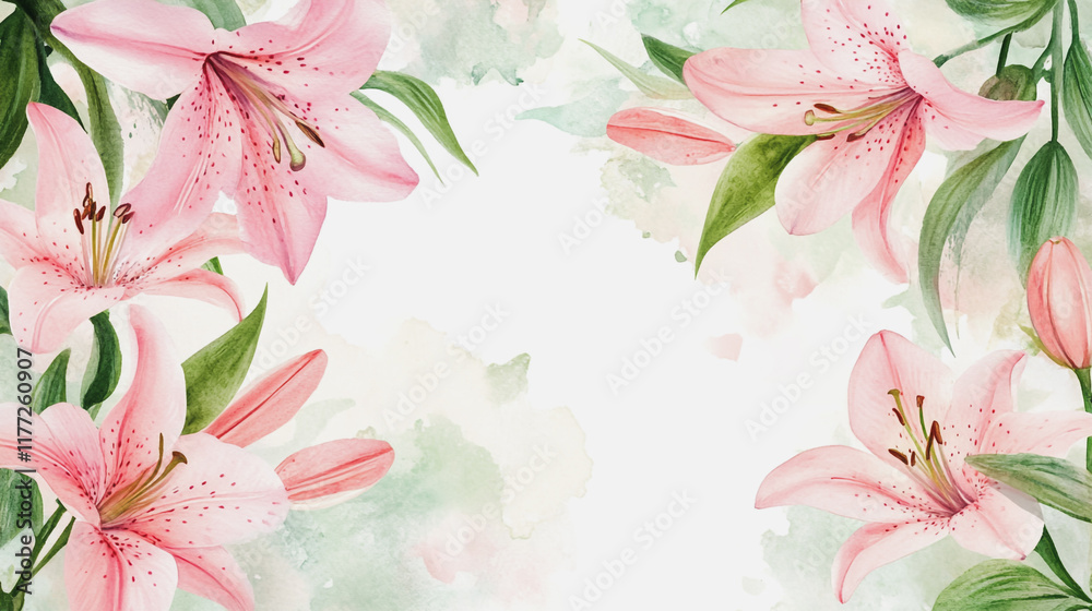 Obraz premium Elegant wedding invitation card background vector. Minimal hand painted watercolor botanical flowers texture template background. Design for wedding, vip cover, poster, rsvp moderncard.Valentine's Day