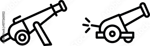 "Artillery Vector Icon Representing Military Power, Weaponry, and Defense Technology in Bold Design"