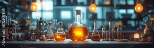 A steampunk-inspired vintage lab setup with glowing equipment, evoking themes of scientific discovery, innovation, and retro-futurism.
