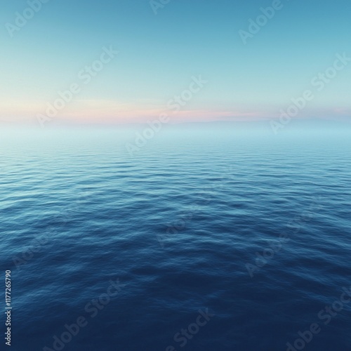 Wallpaper Mural Calm ocean surface at sunset with misty horizon and pastel sky Torontodigital.ca