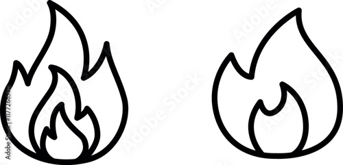 "Fire Flame Icon Representing Heat, Energy, and Passion in Dynamic and Bold Design"