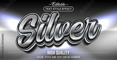 Editable text style effect - Silver text style theme.