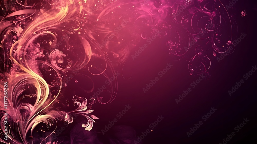 Abstract Pink and Gold Floral Swirl Design Abstract Pink and Gold Floral Swirl Design