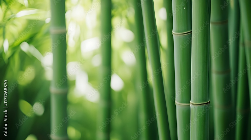 Fototapeta premium Lush Green Bamboo Stalks in a Forest Setting