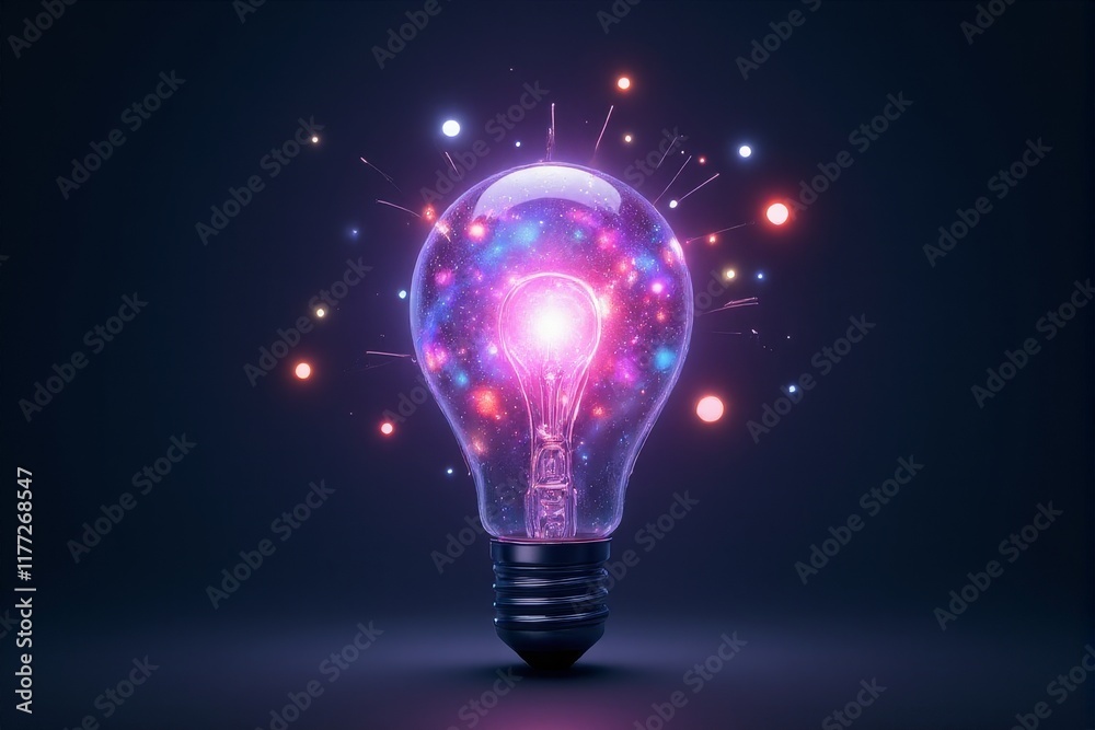 A minimalist concept of a light bulb with glowing elements symbolizing ideas A minimalist concept of a light bulb with glowing elements symbolizing ideas