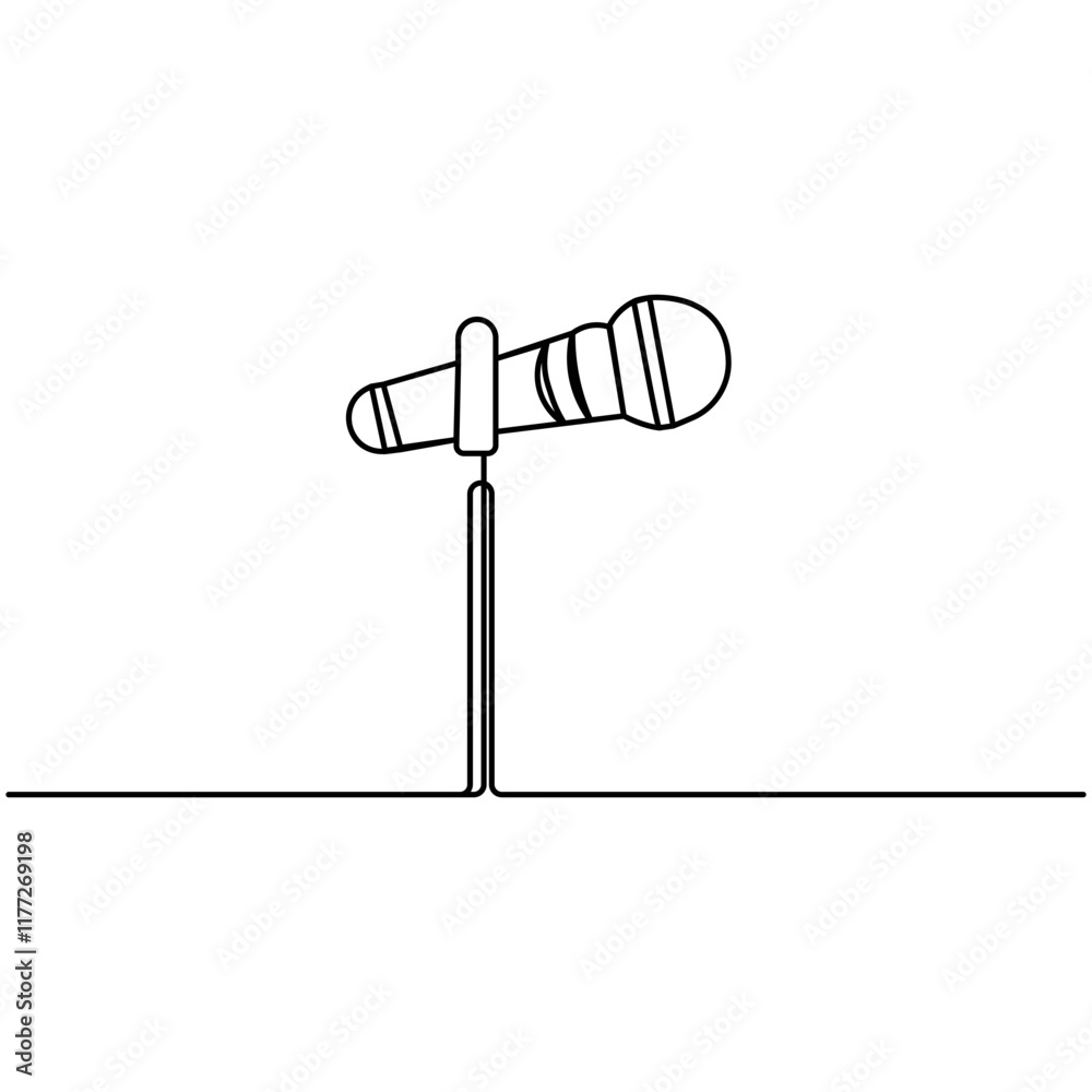 Microphone single line art, continuous one line drawing of Isolated outline vector icon Microphone single line art, continuous one line drawing of Isolated outline vector icon