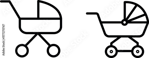 "Pram Icon Representing Baby Care, Parenting, and Infant Mobility in Modern Design"