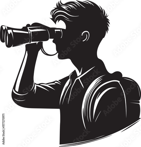 man with binoculars