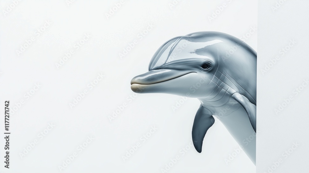 Obraz premium Joyful dolphin emerging from a clean background